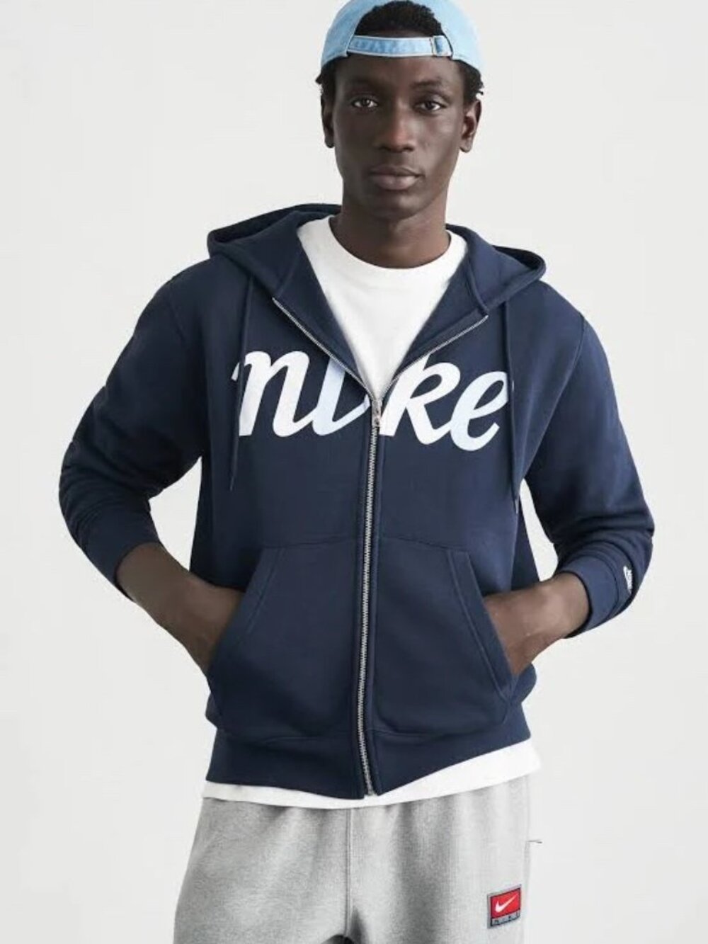 Nike Sportswear Club Full-Zip Fleece Hoodie Mediumweight Navy Blue